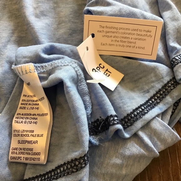 Disney Stitch 3pc Cute Cartoon Sleepwear Pajama Set Size Large 12-14 - Picture 9 of 10